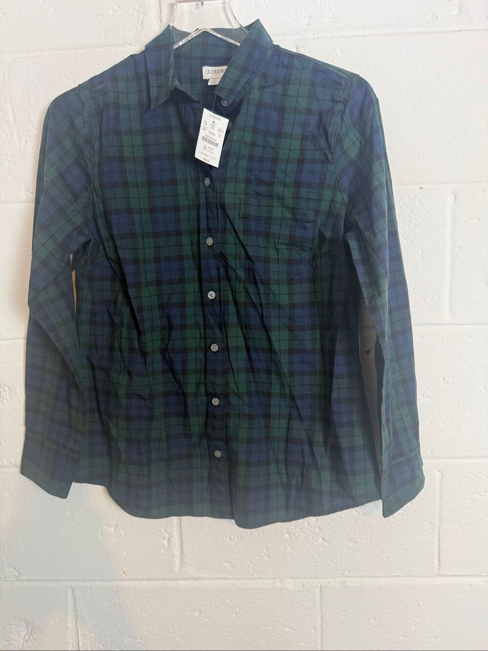 J.Crew Women’s S Black Watch Plaid Cotton Poplin Shirt Signature Fit NWT Preppy